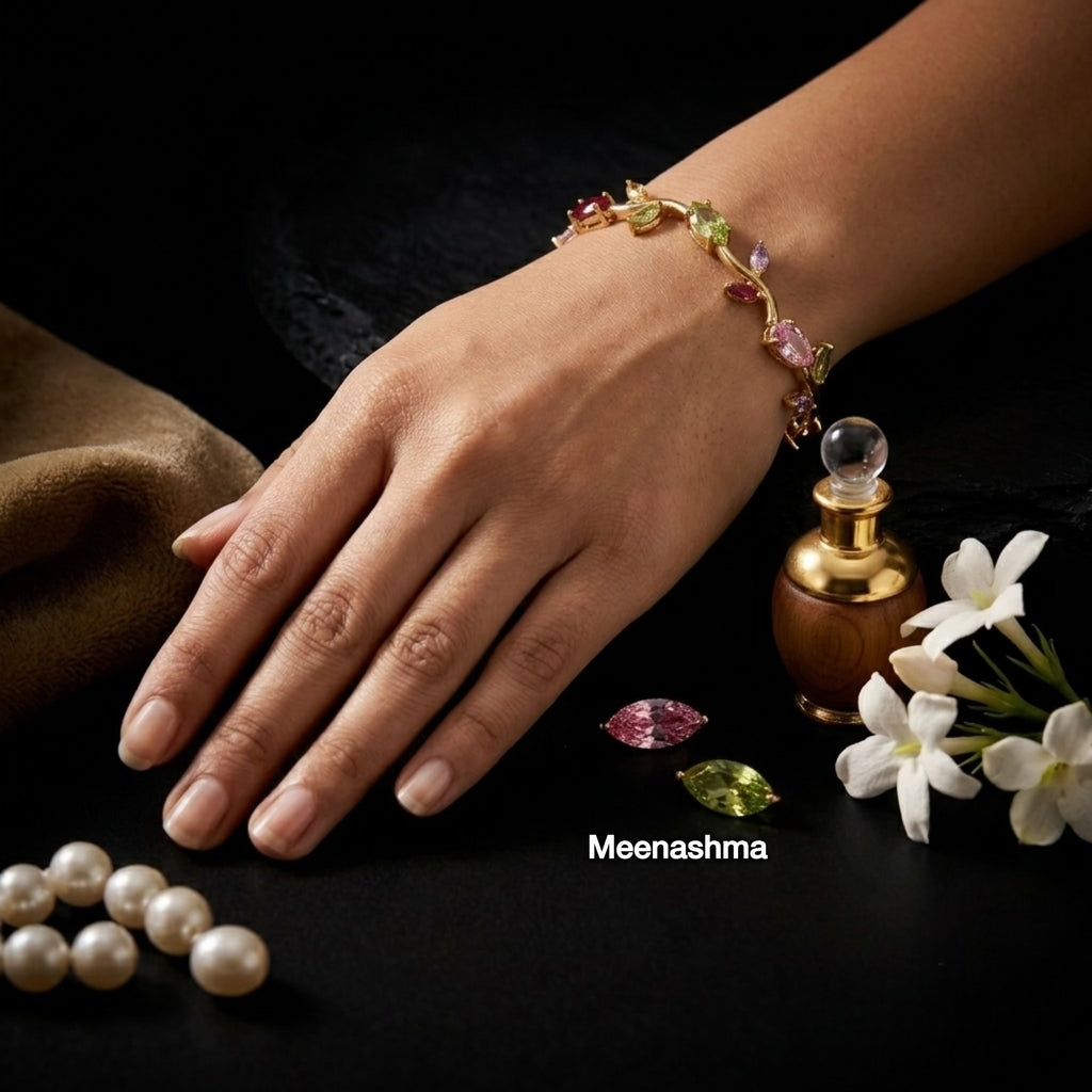 Tulipa Grace Gold Plated Multicolor Tulip Bracelet for Women