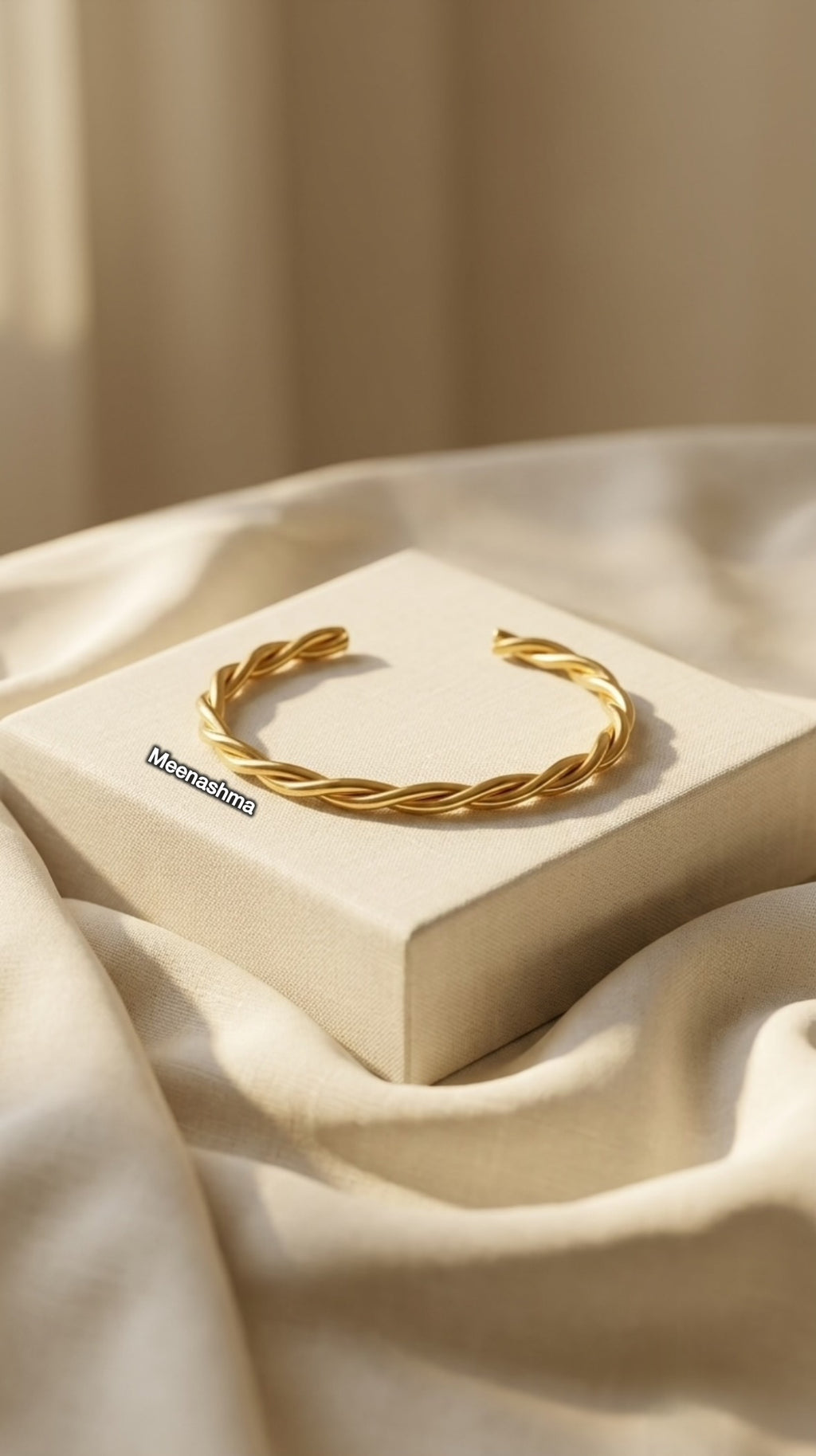 Twisted Gold Plated Open Cuff Bracelet for Women