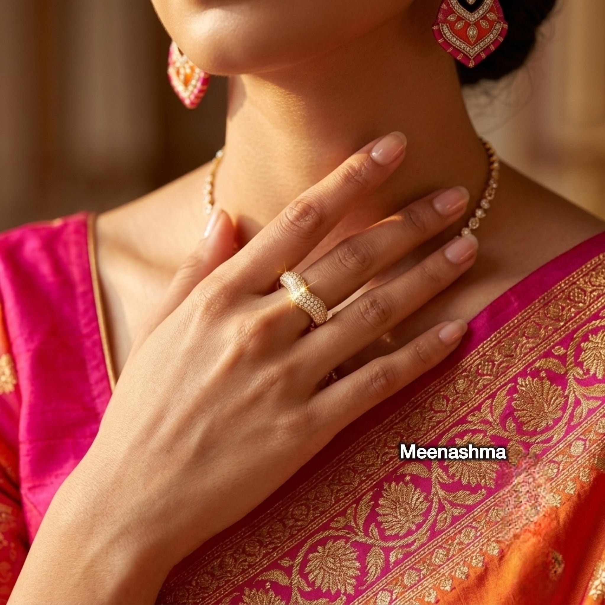 Veloura Luxe Gold Plated American Diamond Band Ring for Women
