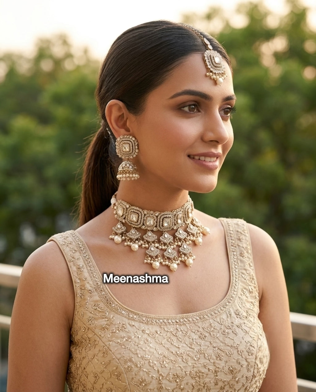 Zareen Moissanite Choker Necklace Set for Women