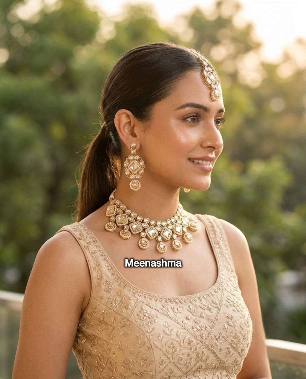 Royal Floral Gold Plated Necklace Set for Women