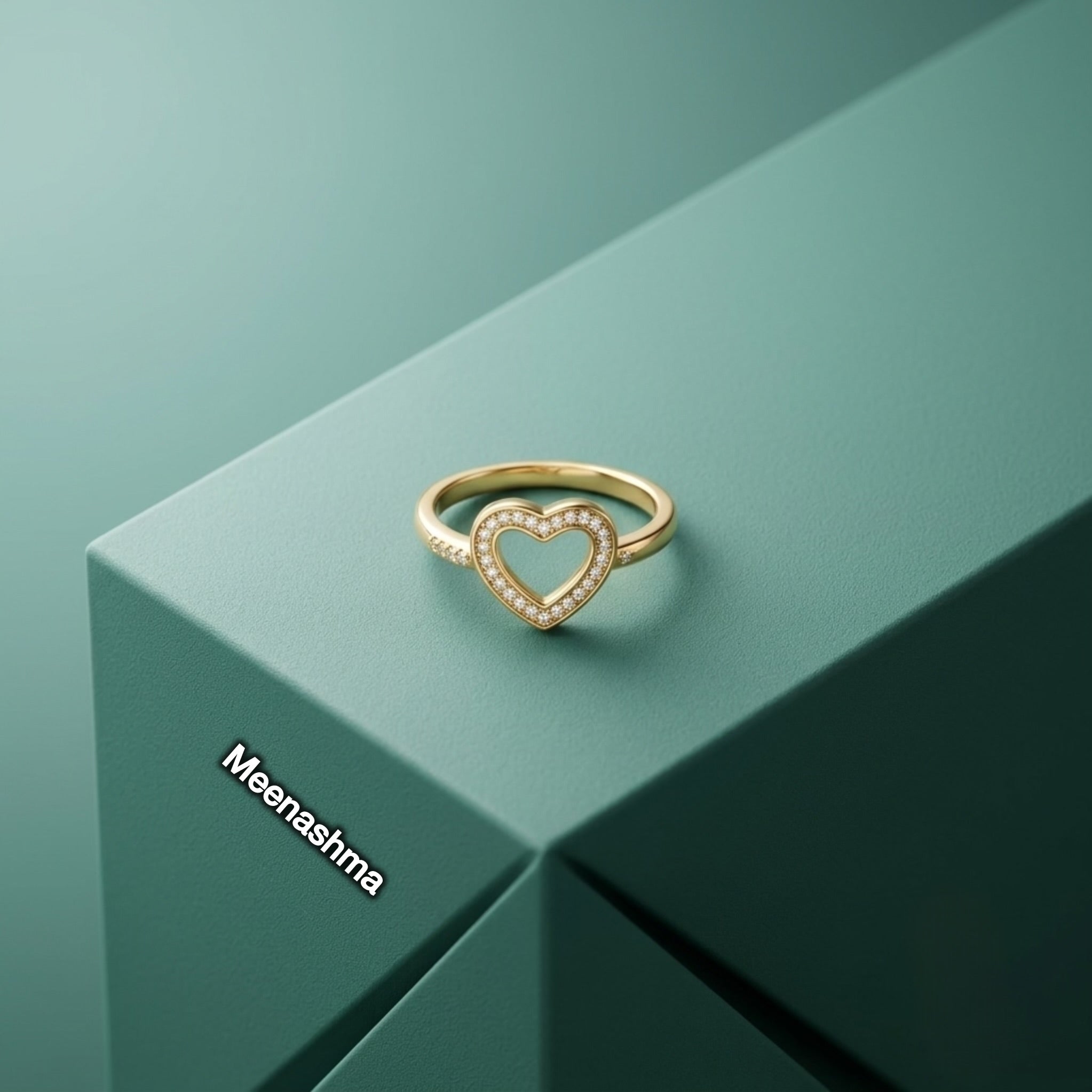 Amoura Heart Halo Gold Plated AD Ring for Women