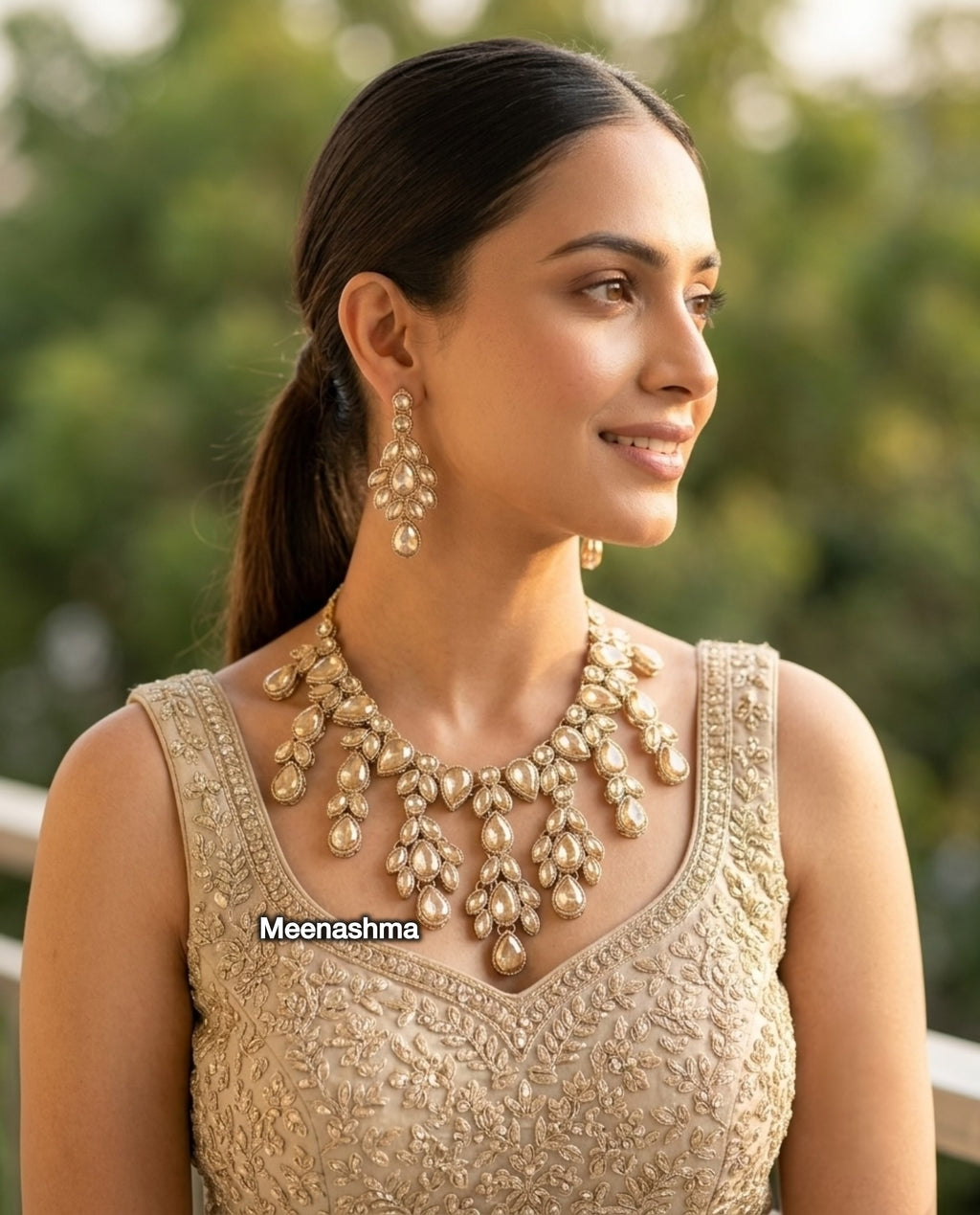 Royal Drop Gold Plated Bridal Necklace Set for Women