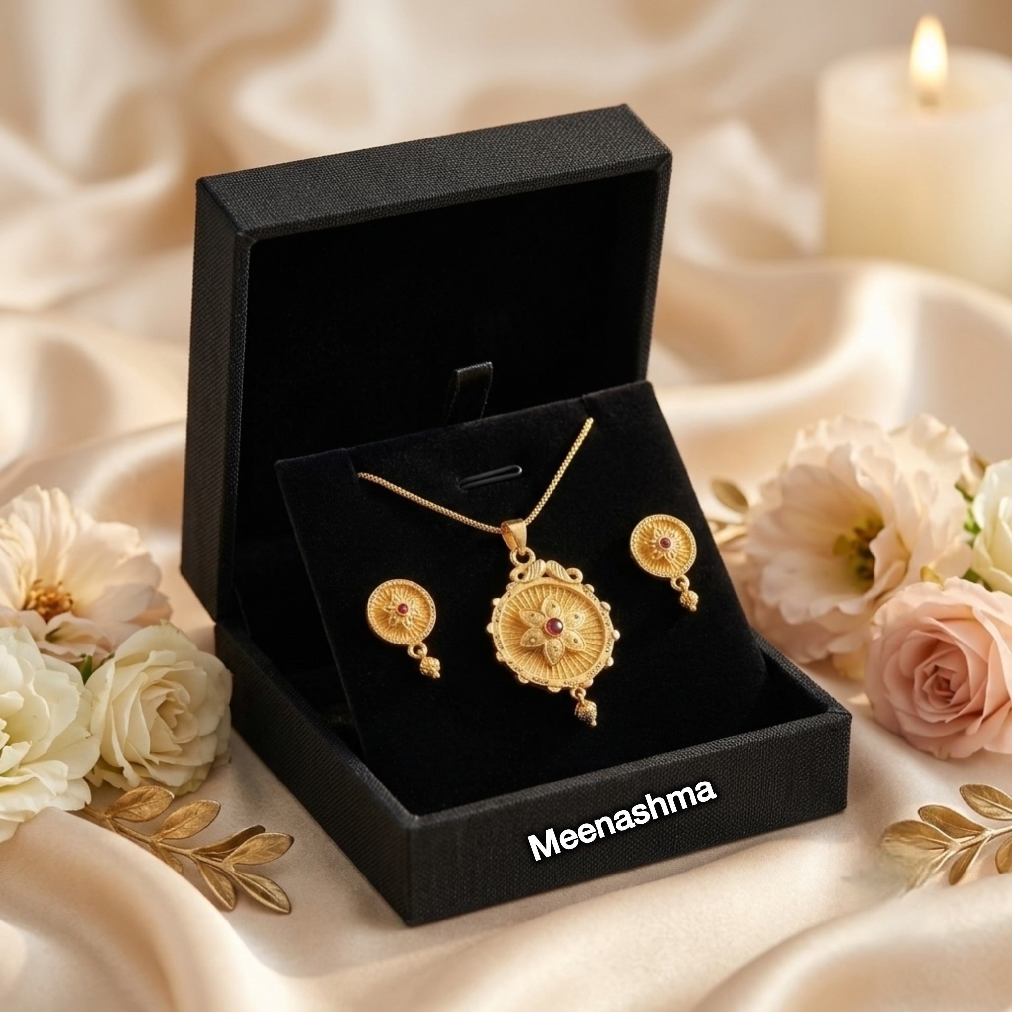 Meenashma Suryalekha Royale Micro Gold Plated Pendant Set for Women