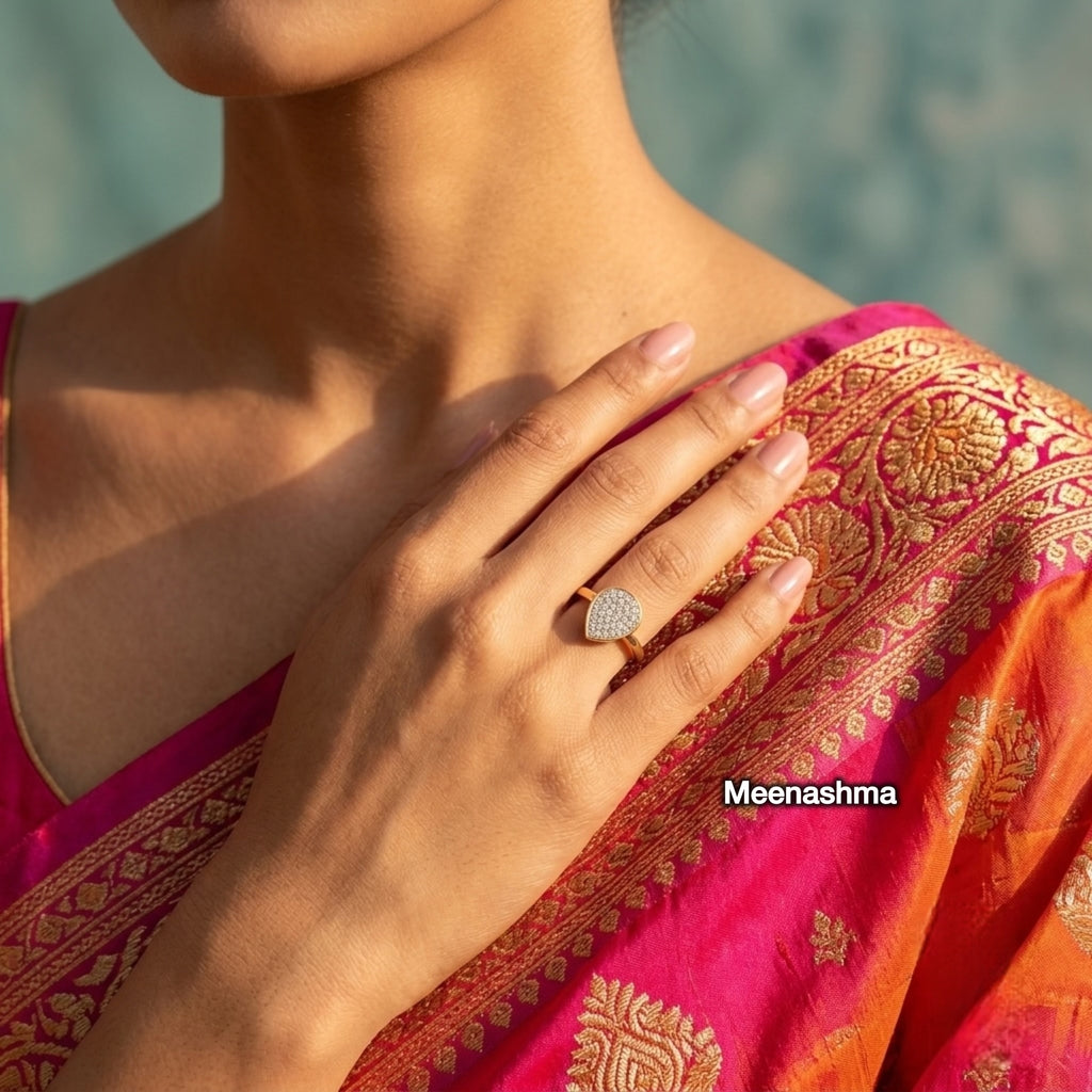 Aurelia Dewdrop Gold Plated AD Ring for Women