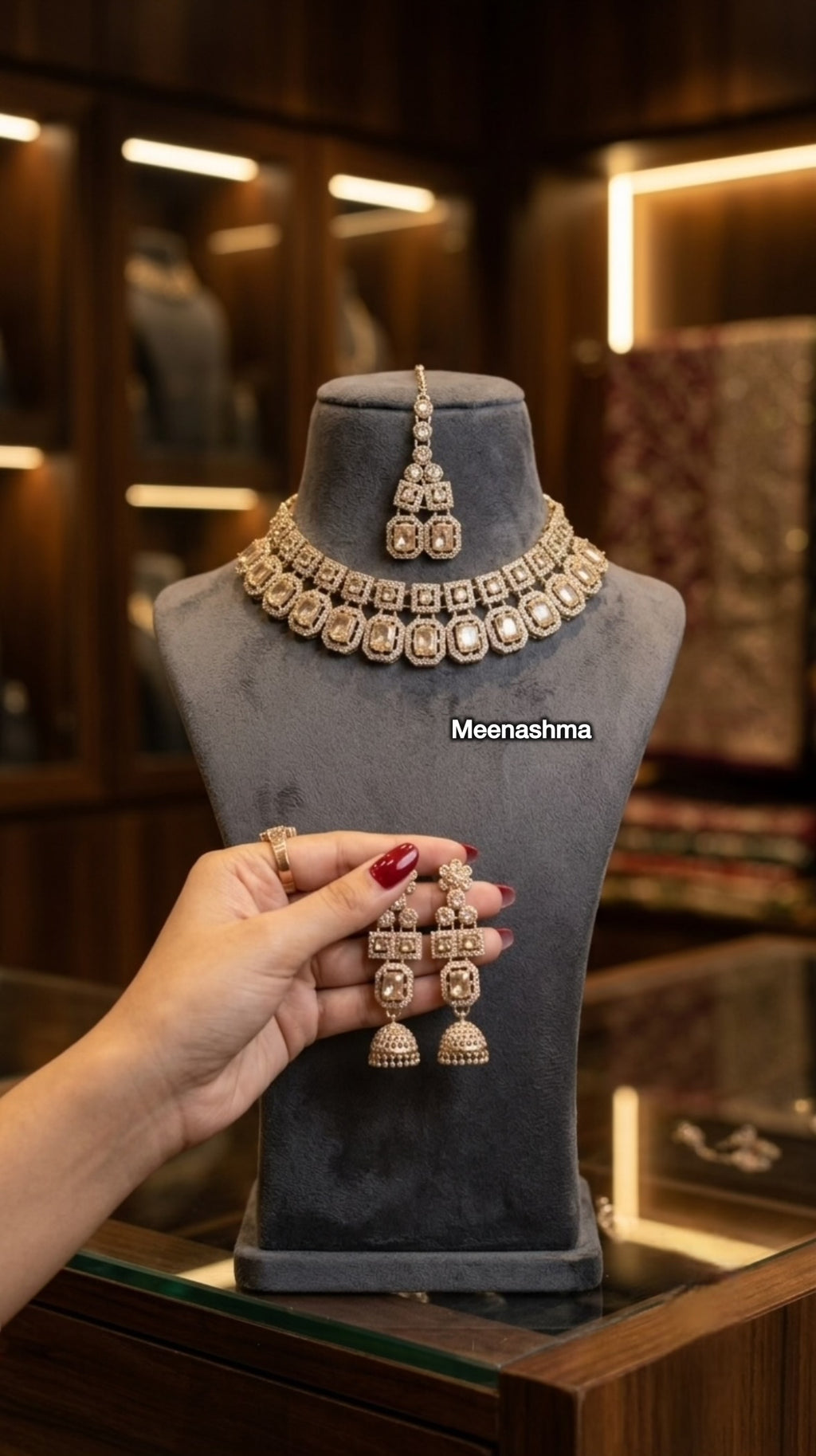 Regal Geometric Gold Plated Choker Necklace Set for Women