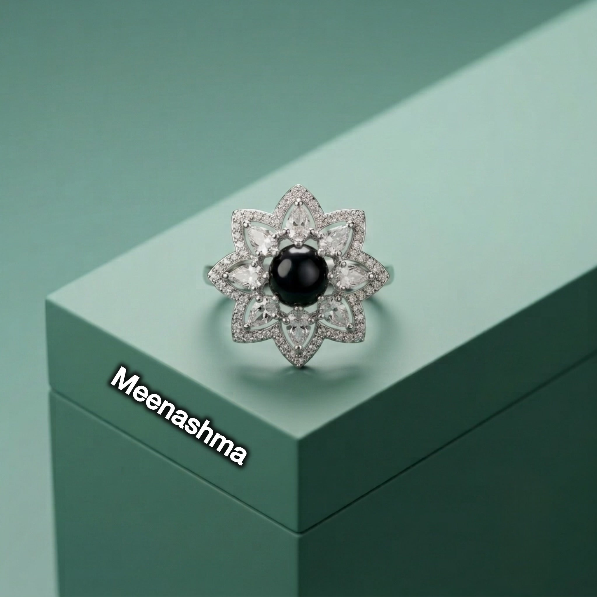 Aurelia Mint Bloom AD Adjustable Ring | Premium Designer Ring for Women