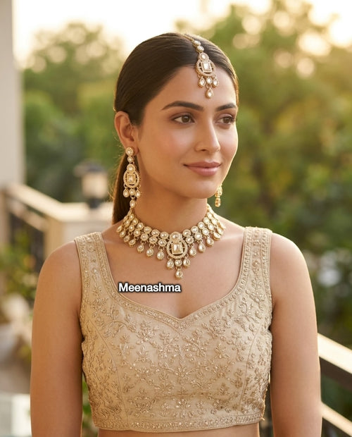 Celestial Halo Gold Plated Necklace Set for Women