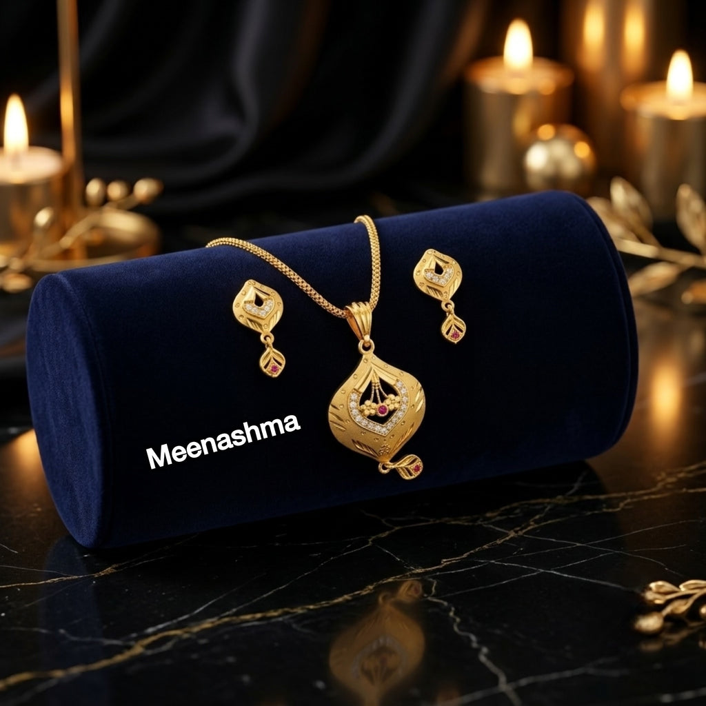 Meenashma Noorika Micro Gold Plated Pendant Set for Women