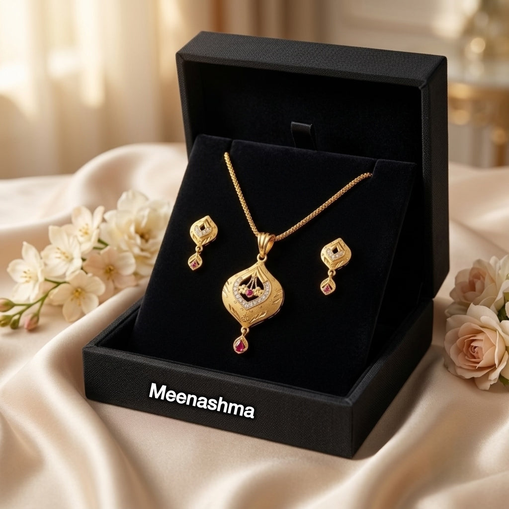 Meenashma Noorika Micro Gold Plated Pendant Set for Women