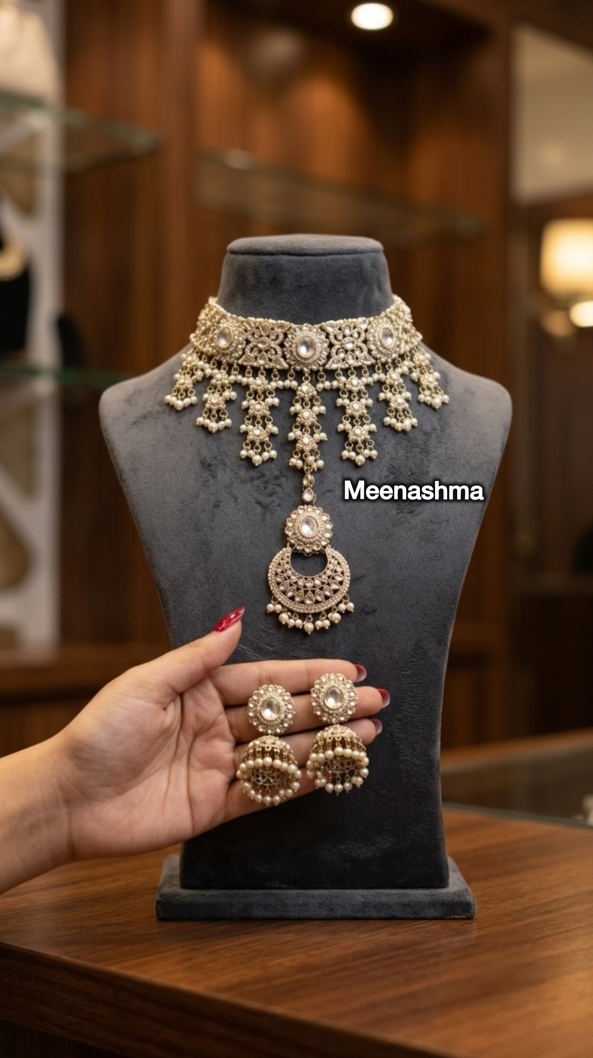 Noor Chand Moissanite Choker Necklace Set for Women