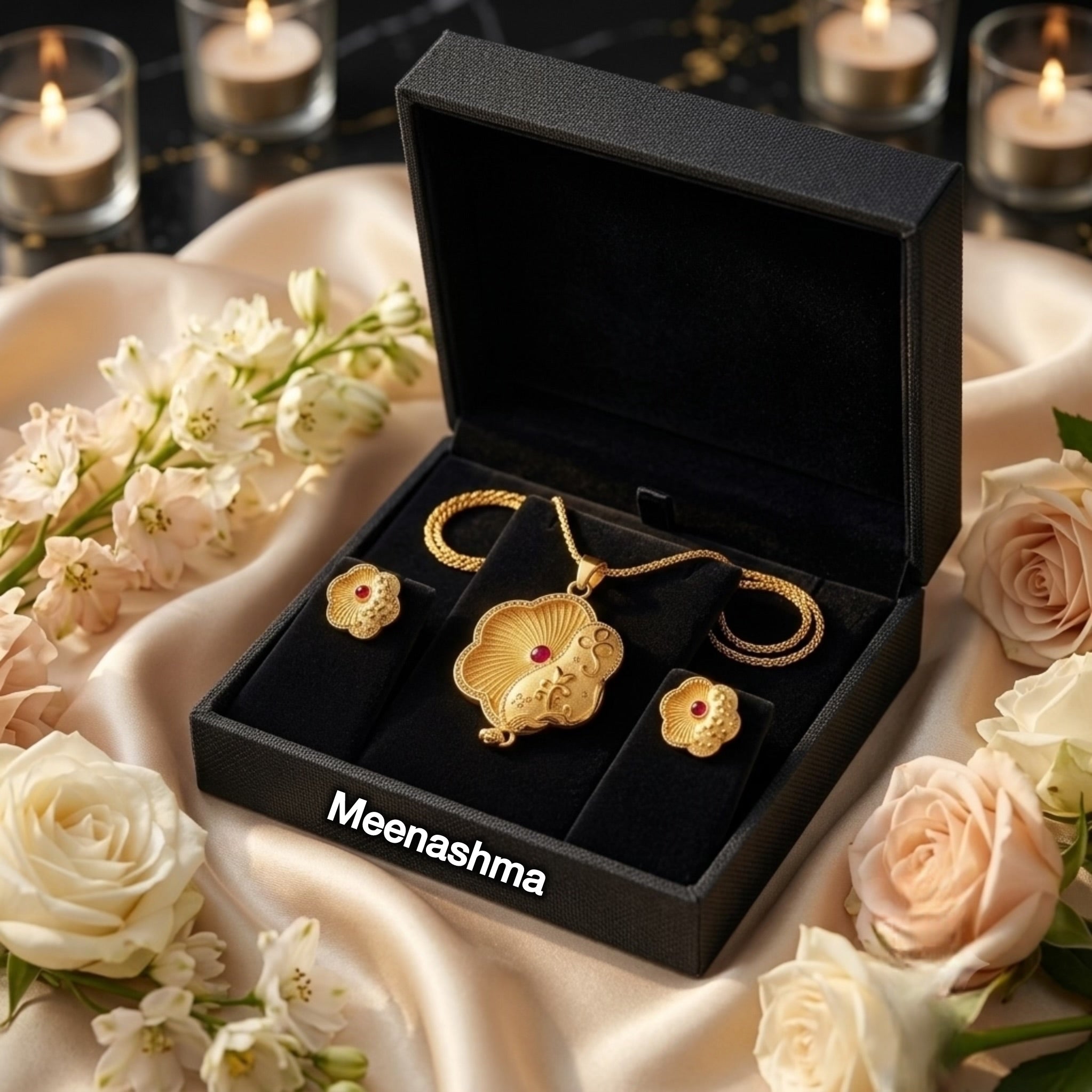 Meenashma Gulratna Royale Micro Gold Plated Pendant Set for Women