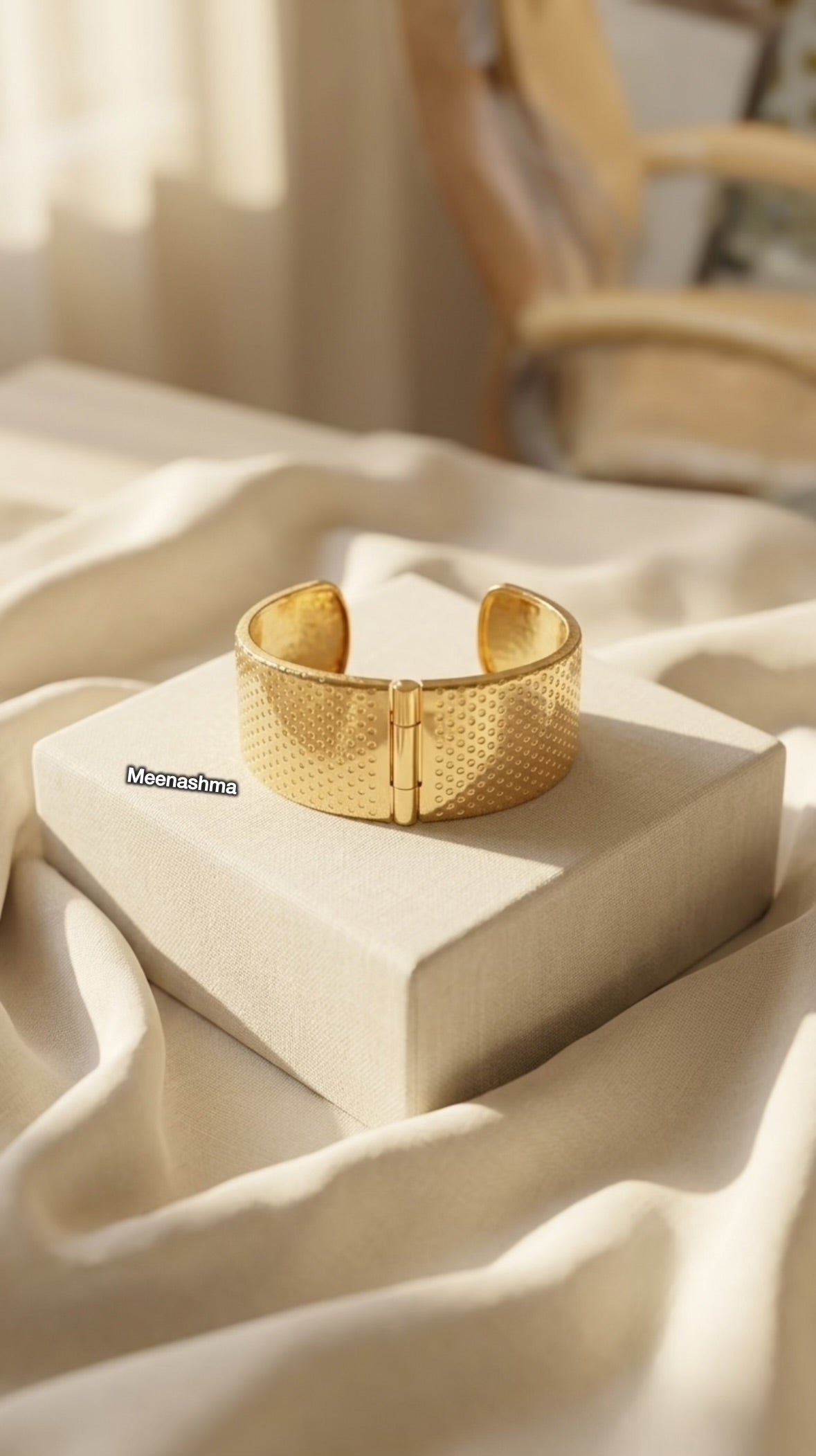 Wide Gold Plated Openable Cuff Bracelet for Women