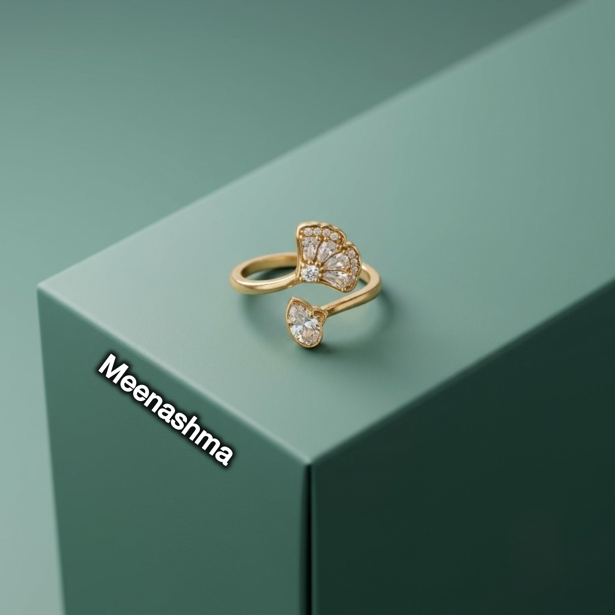 Lunara Bloom Gold Plated Adjustable AD Ring for Women