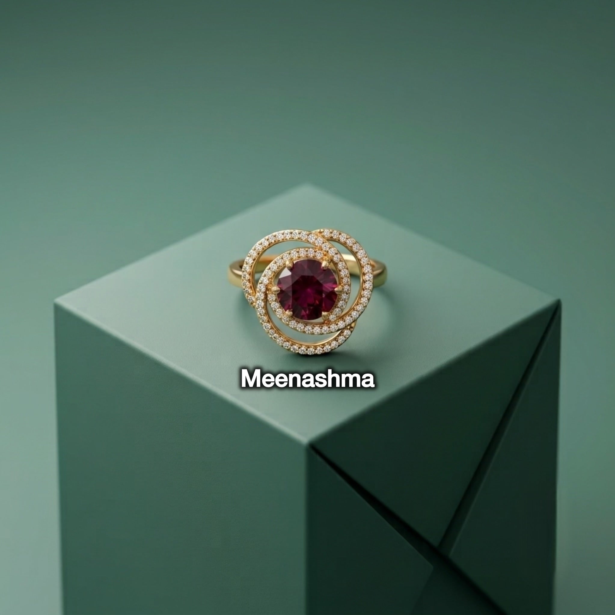 Emerald Halo AD Ring with Ganga Jamuna Polish