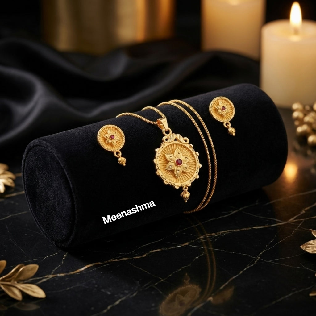 Meenashma Suryalekha Royale Micro Gold Plated Pendant Set for Women