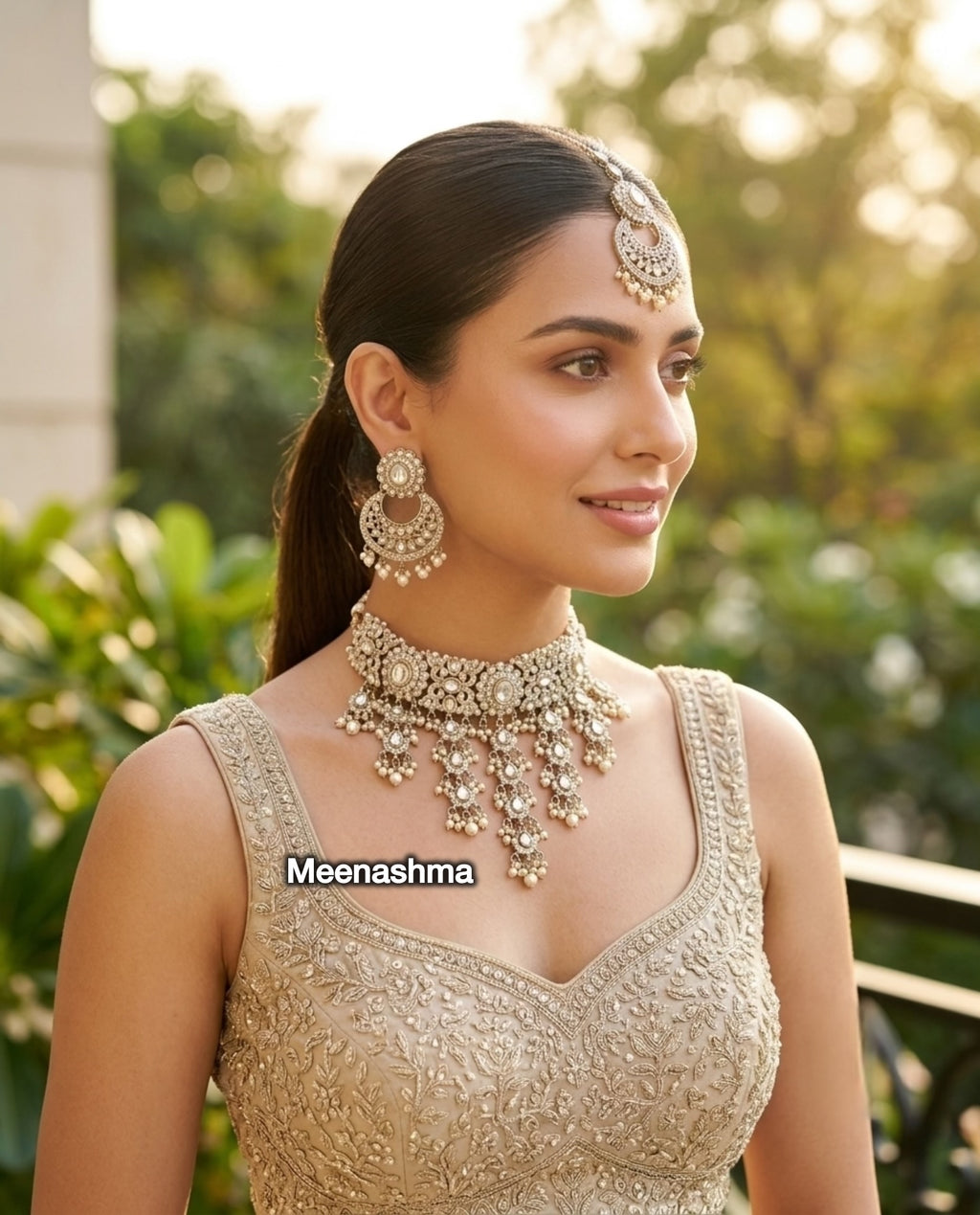 Noor Chand Moissanite Choker Necklace Set for Women