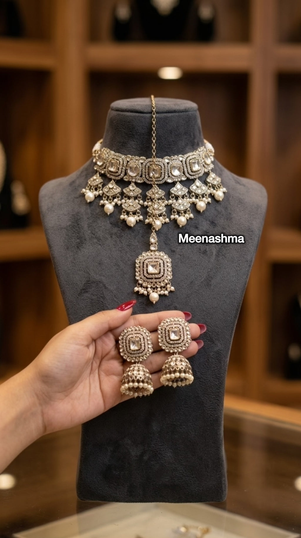 Zareen Moissanite Choker Necklace Set for Women