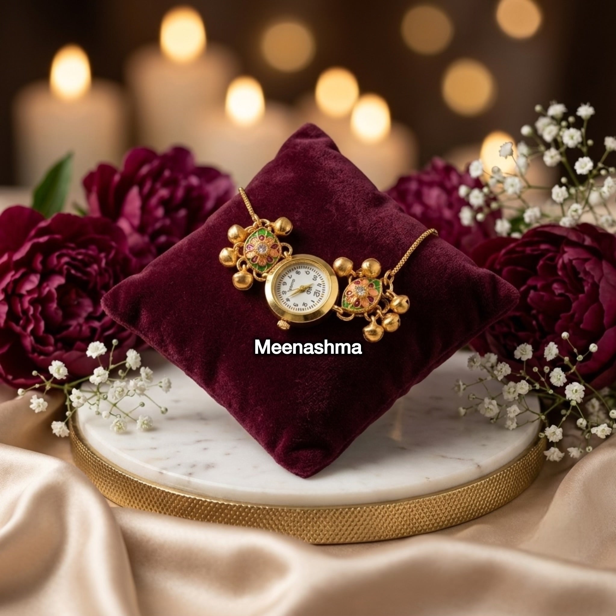 Kashmiri Meenakari Gold Plated Bracelet Watch for Women