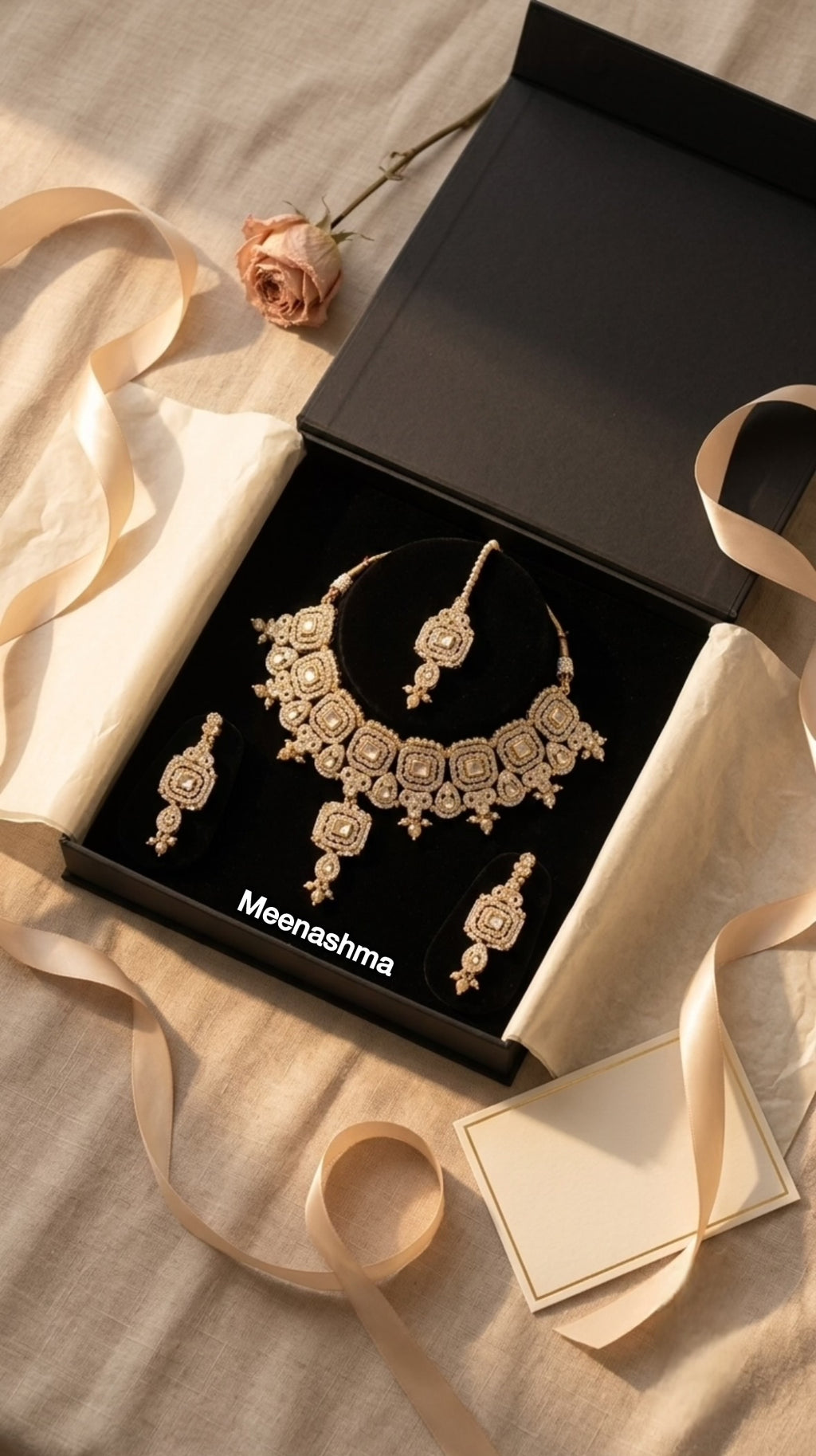 Royal Square Gold Plated Choker Necklace Set for Women