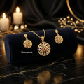 Micro Gold Plated Floral Pendant Set with Matching Earrings