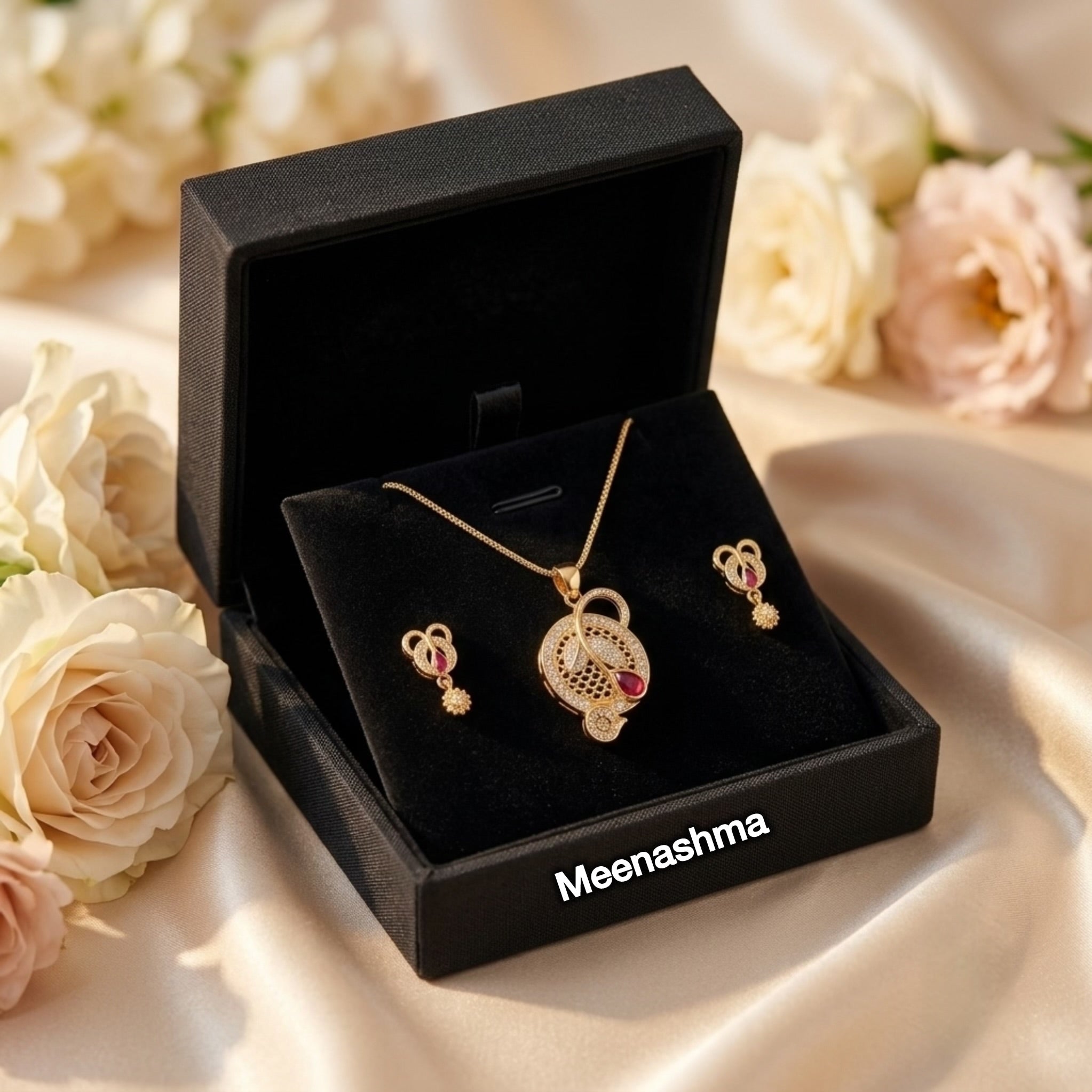 Meenashma Mayurika Royale Micro Gold Plated Pendant Set for Women