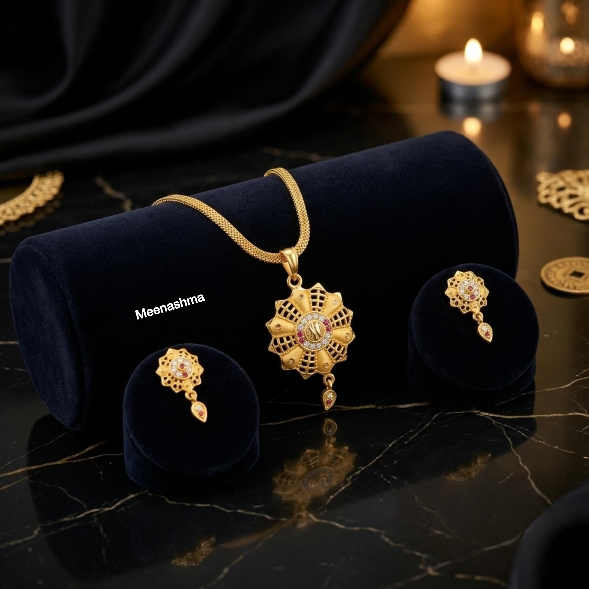 Rajsi Padma Royale Micro Gold Plated Pendant Set
