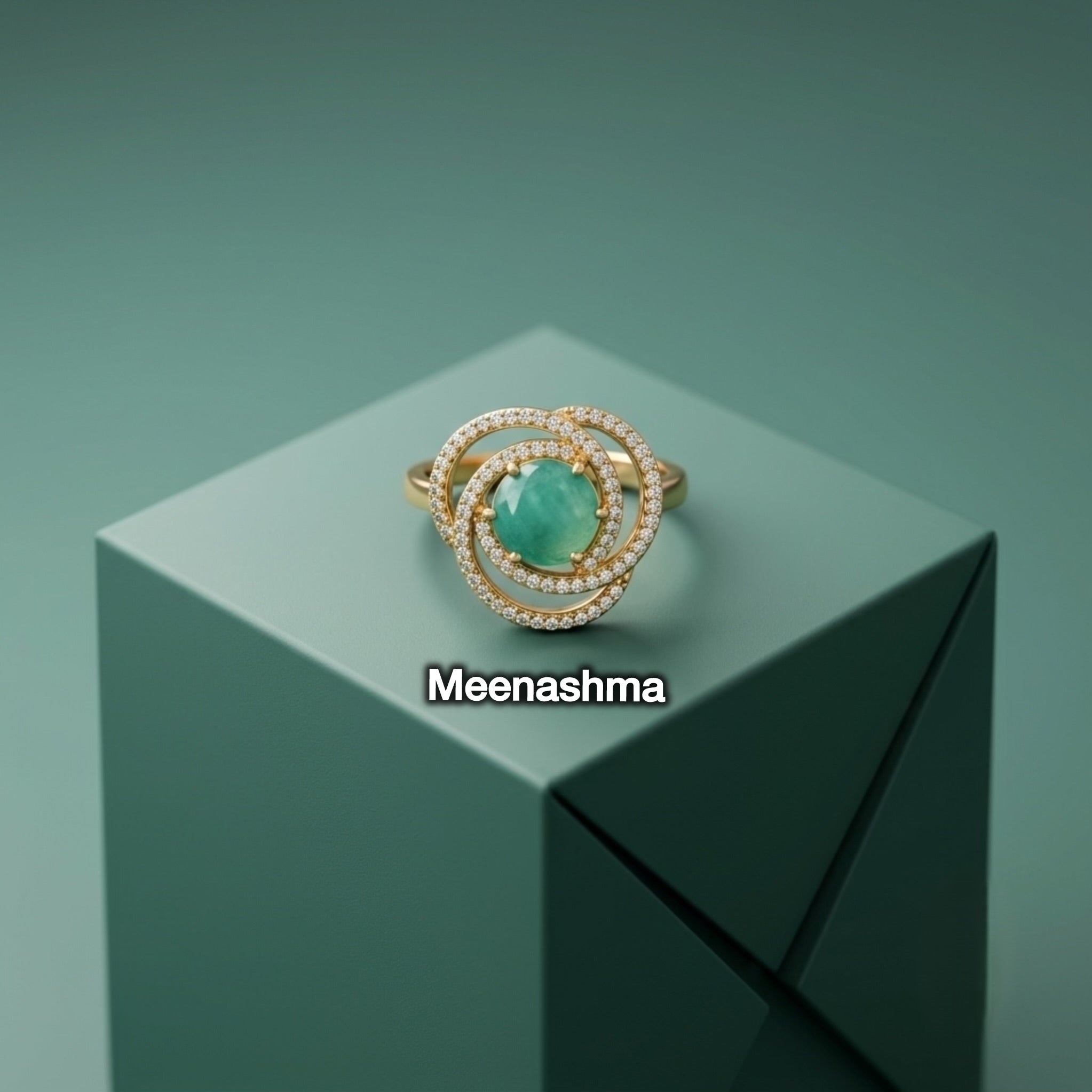 Emerald Halo AD Ring with Ganga Jamuna Polish