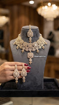 Royal Square Gold Plated Choker Necklace Set for Women