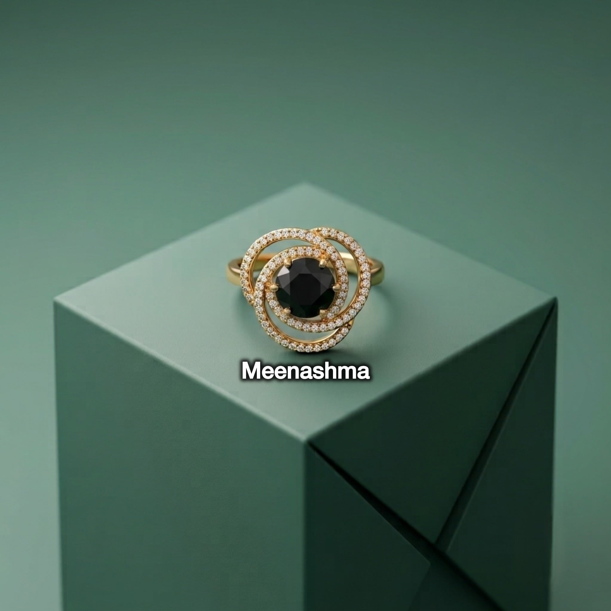Emerald Halo AD Ring with Ganga Jamuna Polish