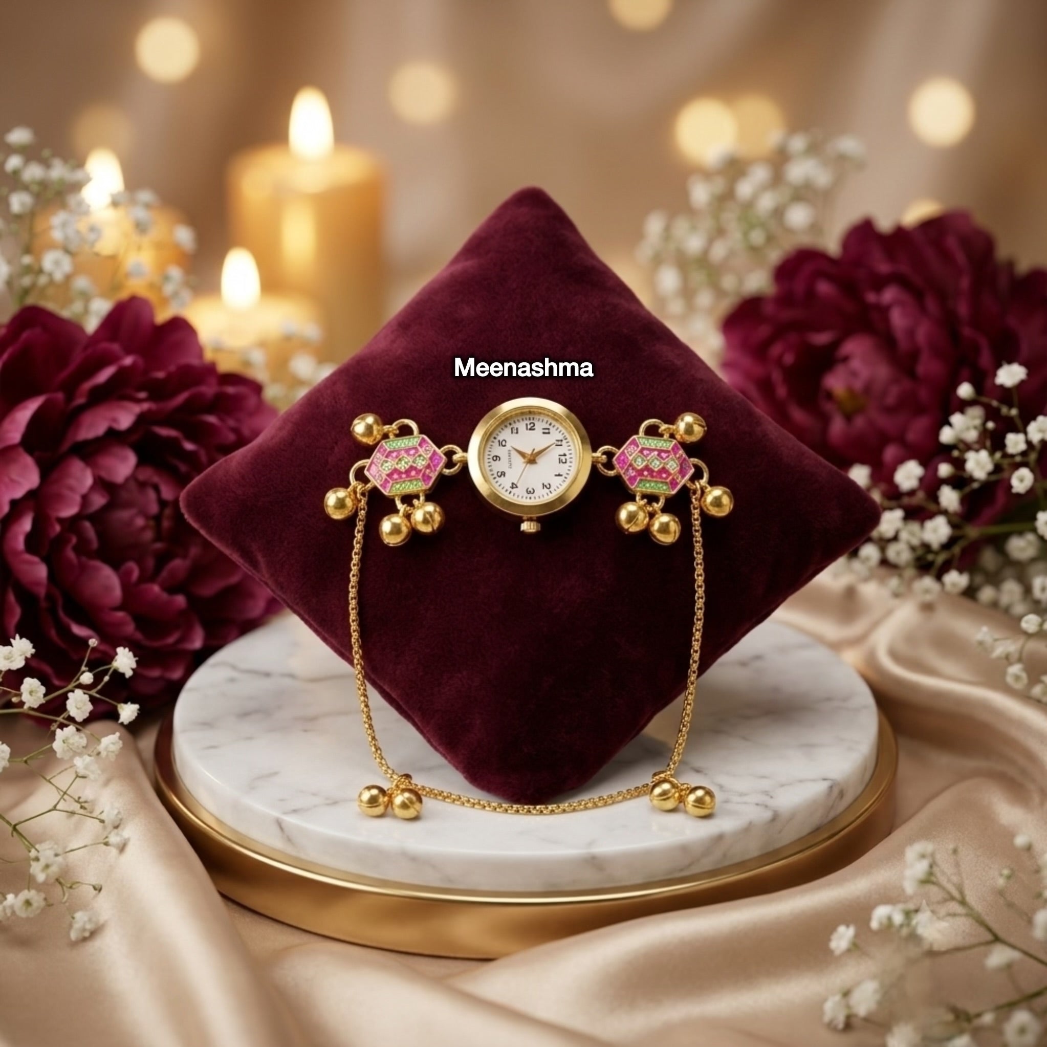 Kashmiri Meenakari Gold Plated Bracelet Watch for Women