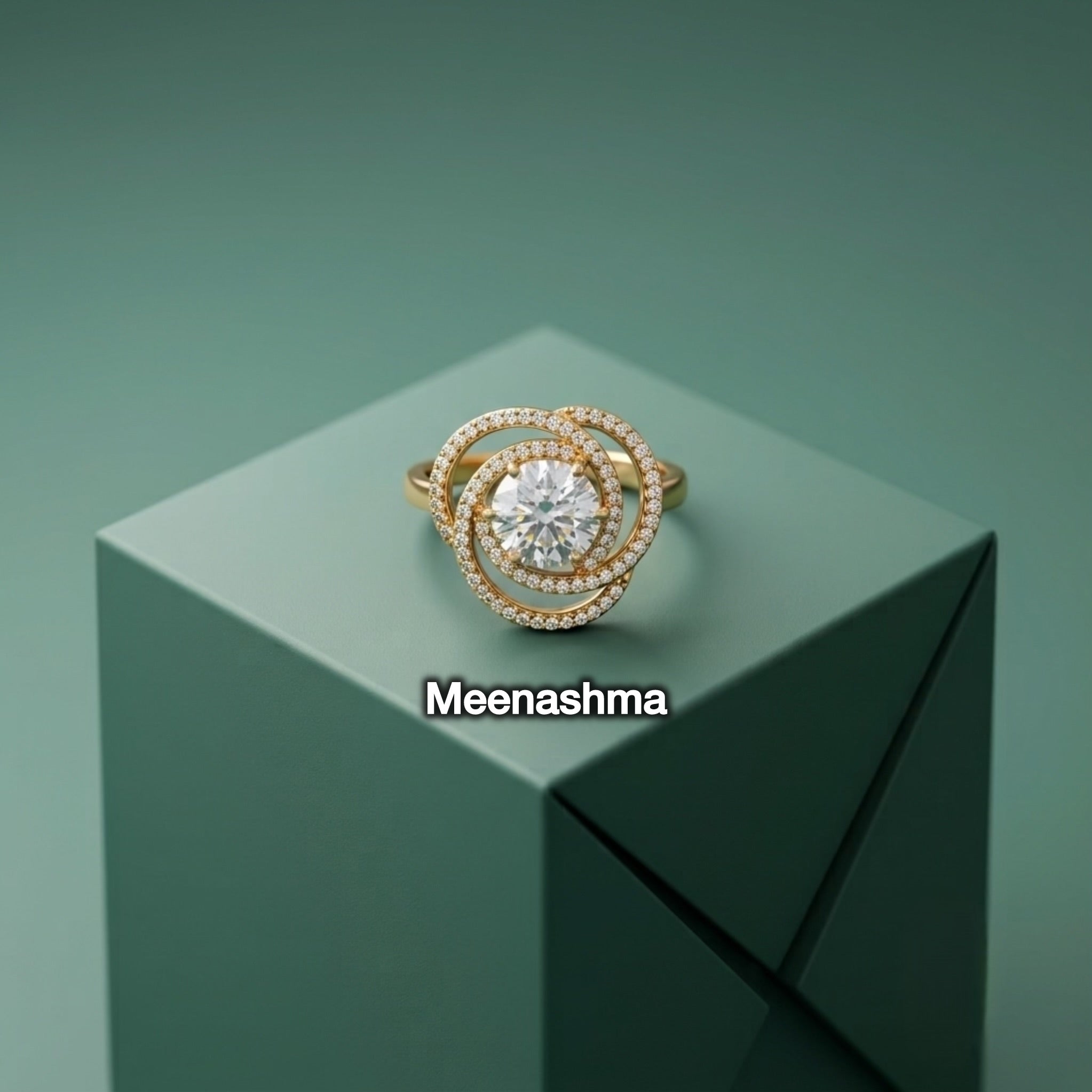Emerald Halo AD Ring with Ganga Jamuna Polish