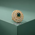 Premium AD Ring for Women with Ganga Jamuna Polish | Designer Adjustable Ring