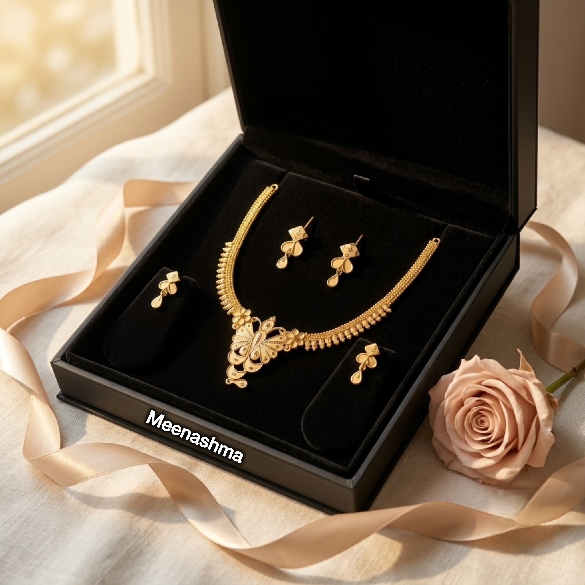 Mayurika Bloom One Gram Gold Necklace Set