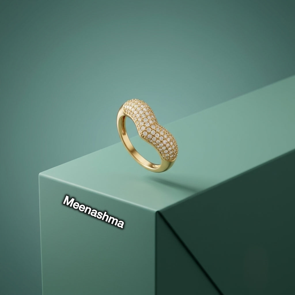 Veloura Luxe Gold Plated American Diamond Band Ring for Women
