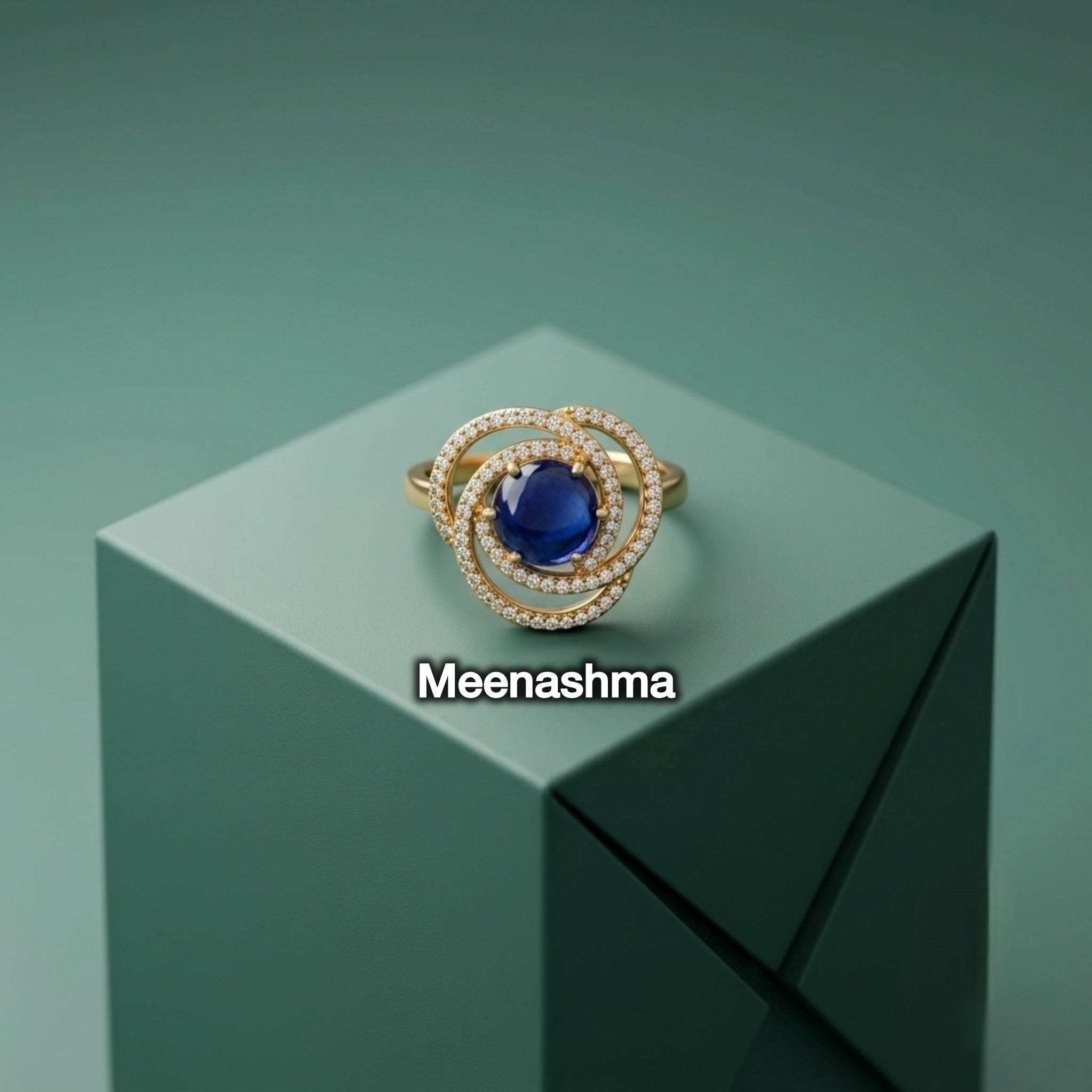 Emerald Halo AD Ring with Ganga Jamuna Polish