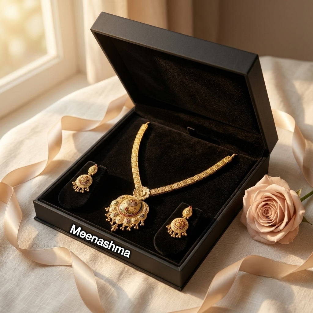 Shahi Noor One Gram Gold Long Haram Set
