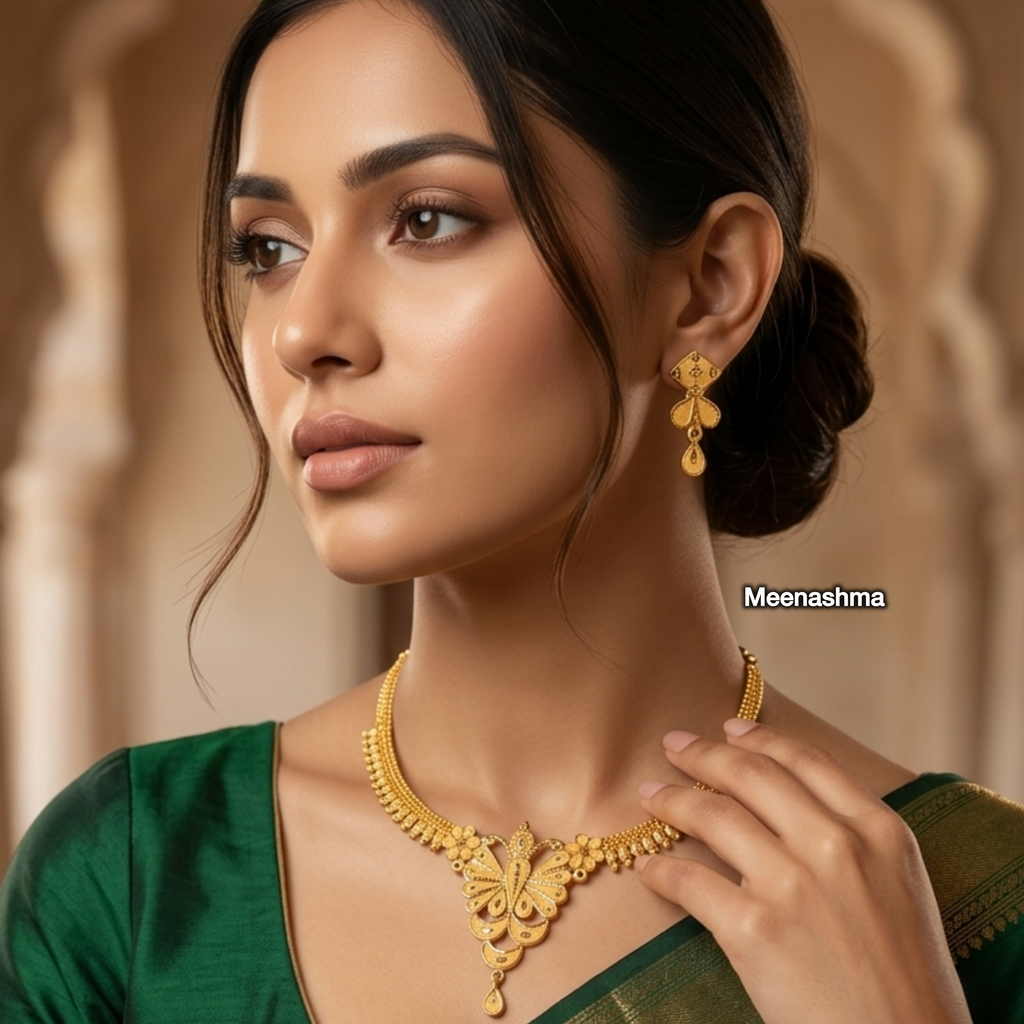 Mayurika Bloom One Gram Gold Necklace Set
