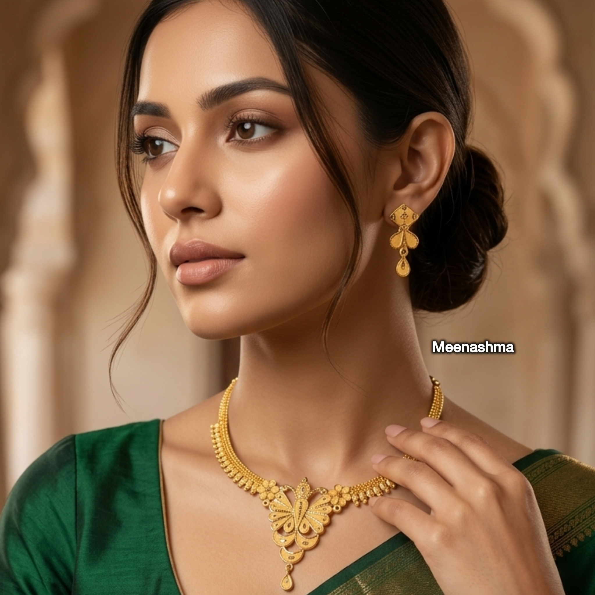 Mayurika Bloom One Gram Gold Necklace Set