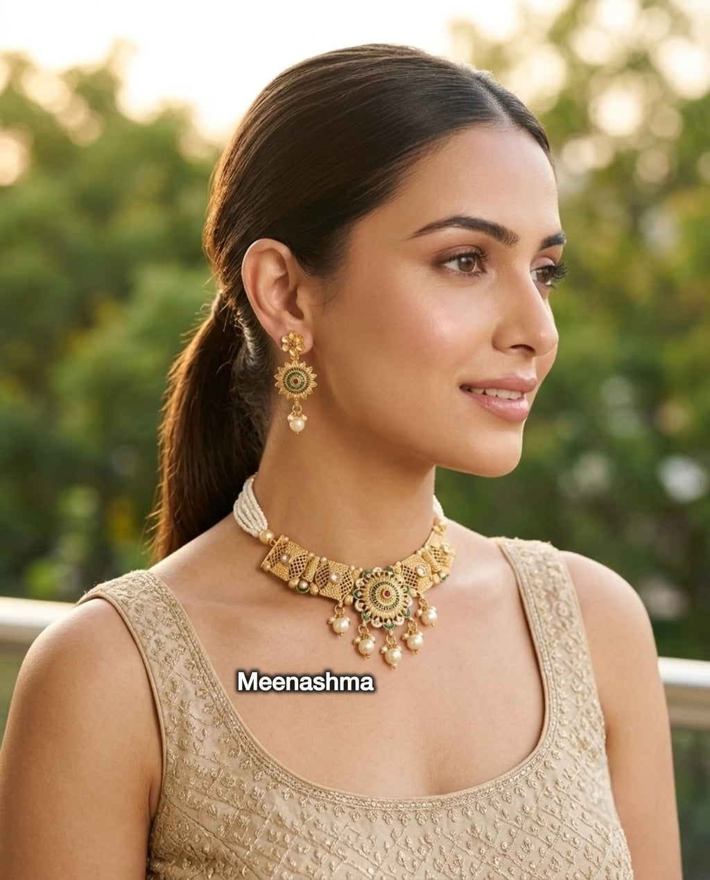Surya Varnika Gold Plated Heritage Necklace Set for Women