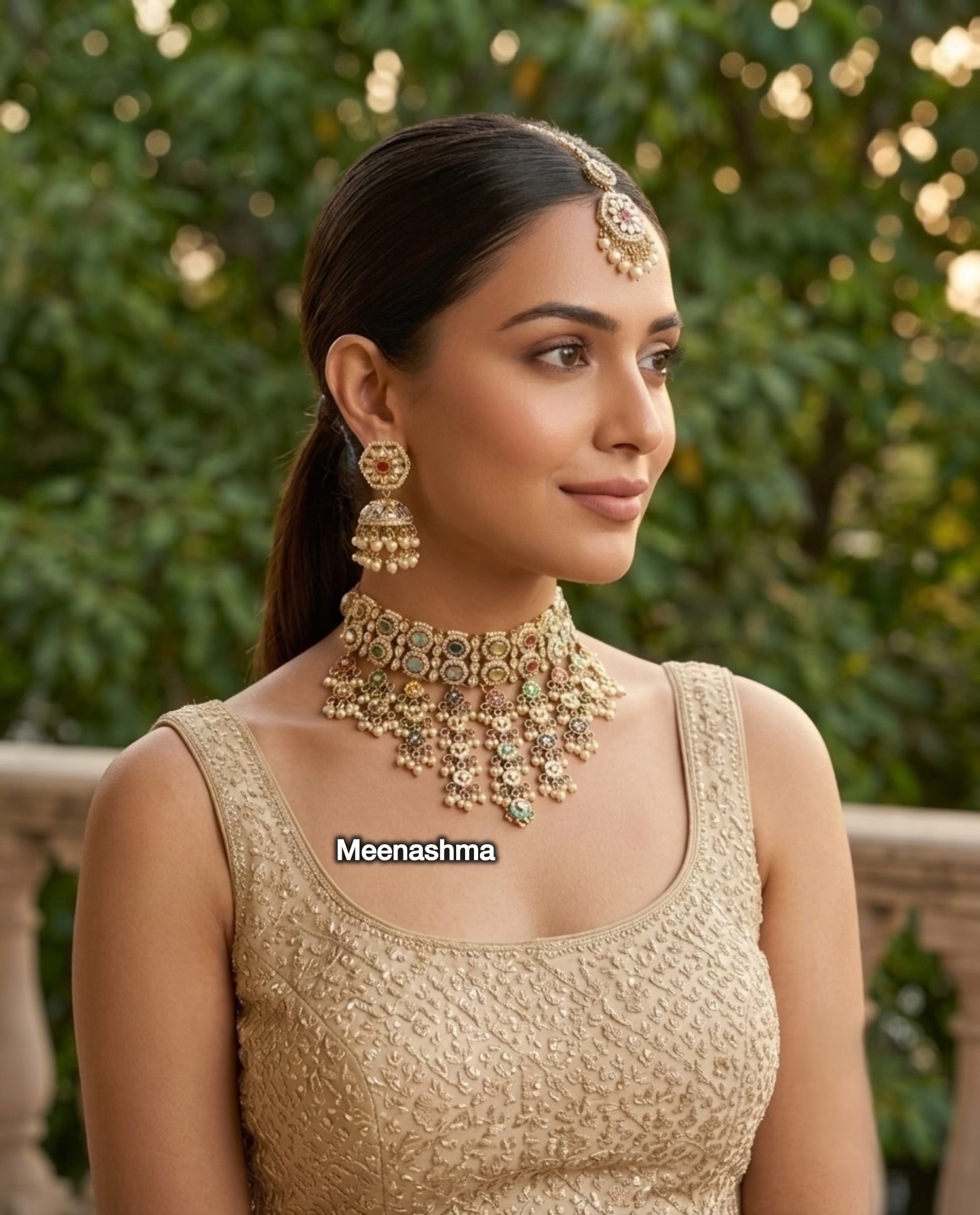 Navrang Heritage Gold Plated Choker Necklace Set for Women