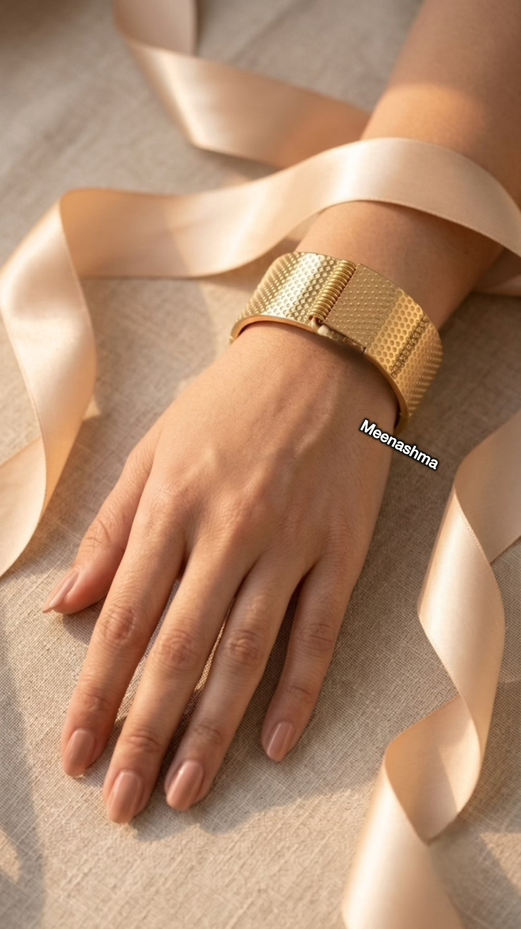 Wide Gold Plated Openable Cuff Bracelet for Women
