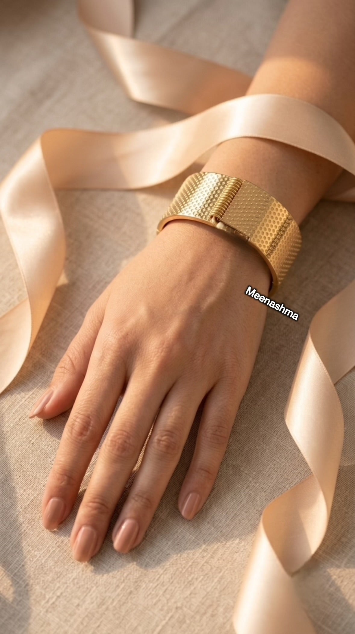 Wide Gold Plated Openable Cuff Bracelet for Women