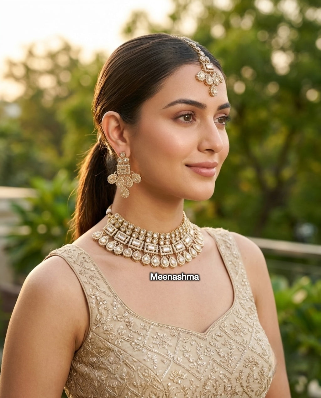 Royal Gold Plated Choker Necklace Set for Women