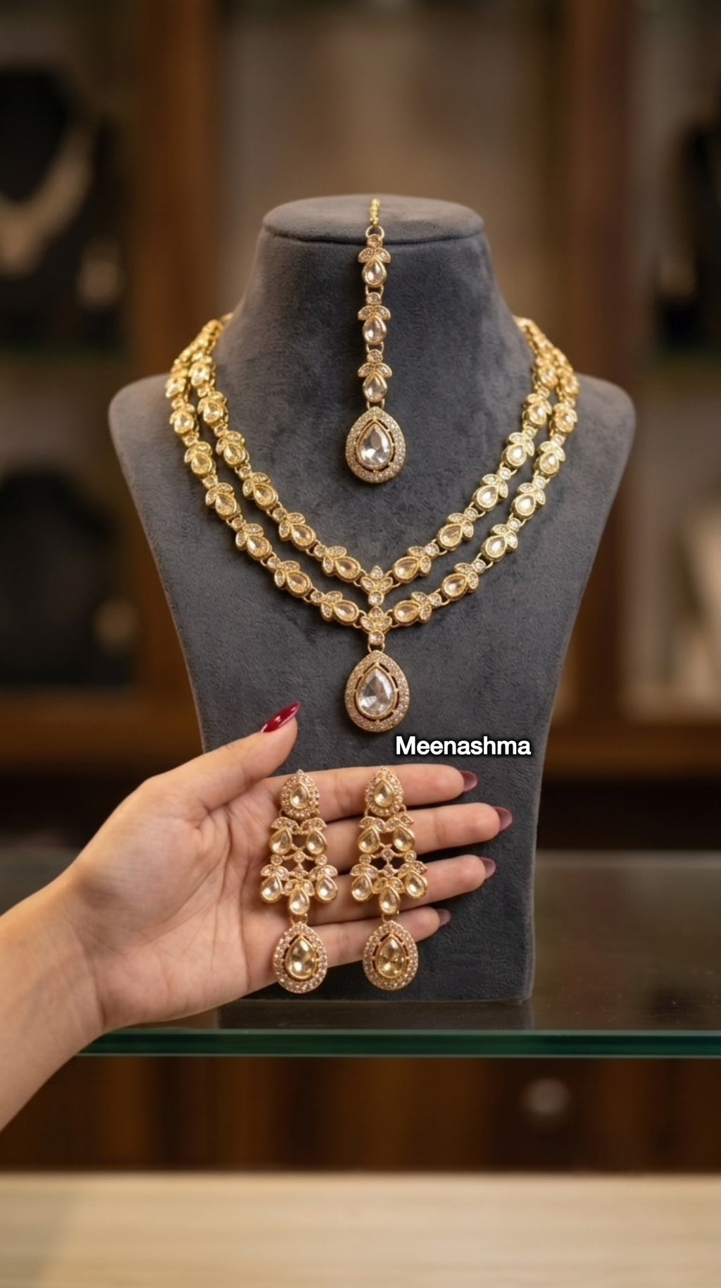 Noor Pearl Drop Gold Plated Layered Necklace Set for Women